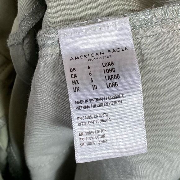 (6 Long) American Eagle Sage Green High Rise Cropped Ankle Wide Leg Belted Pants - Picture 5 of 6